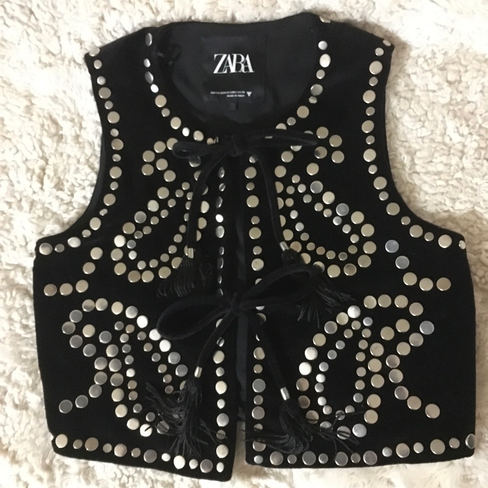 Zara Black Vest with Silver Studs